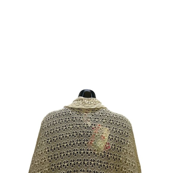 NWT Johnny Was Open Front Cream Eyelet Cardigan w/Lace & Floral Details - Picture 6 of 9